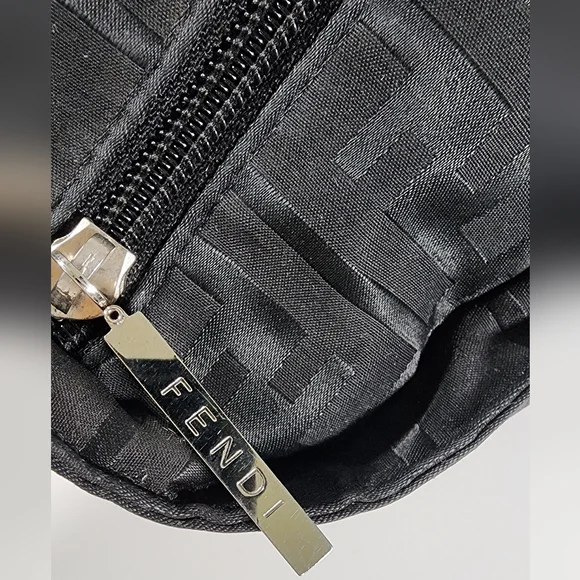 Fendi zip code hand bag. Nylon and leather